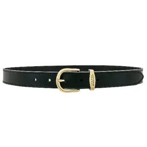 Isabel Marant ZaddBlack Leather Belt with Gold Buckle Size 85